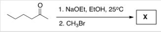 Treatment of 2-hexanone with NaOCH<sub>2</sub>CH<sub>3</sub> followed by CH<sub>3</sub>Br affords compound X (C<sub>7</sub>H<sub>14</sub>O) as the major product.X shows a strong absorption in the IR spectrum at 1713 cm<sup>-1</sup>,and its <sup>1</sup>H NMR data is given below.What is the structure of X?       A) I B) II C) III D) IV