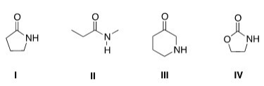 Which of the following is a lactam?   A) I B) II C) III D) IV