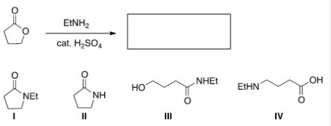 What is the product of the following reaction?   A) I B) II C) III D) IV