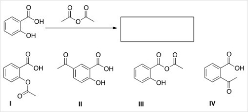 What is the product of the following reaction?   A) I B) II C) III D) IV