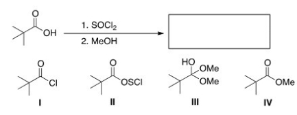 What is the product of the following reaction?   A) I B) II C) III D) IV