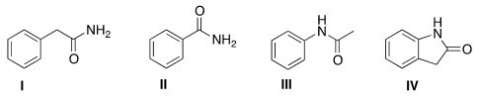 Draw the structure of N-phenyl acetamide.   A) I B) II C) III D) IV