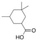What is the correct IUPAC name of the following compound?   A) 3,5,5-Trimethylcyclohexanecarboxylic acid B) 3,3,5-Trimethylcyclohexanecarboxylic acid C) 3,3,5-Trimethylcyclohexanoic acid D) 3,5,5-Trimethylcyclohexanoic acid