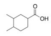 What is the correct IUPAC name of the following compound?   A) 3,4-Dimethylcyclohexanoic acid B) 3,4-Dimethylcyclohexanecarboxylic acid C) 4,5-Dimethylcyclohexanecarboxylic acid D) 1,2-Dimethylcyclohexanecarboxylic acid
