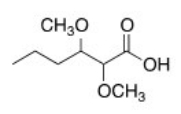 What is the common name of the following compound?   A) a,b-Dimethoxyvaleric acid B) 2,3-Dimethoxyvaleric acid C) 2,3-Dimethoxycaproic acid D) a,b-Dimethoxycaproic acid