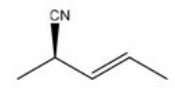 Give the IUPAC name for the following compound.   A) (E,R) -2-methyl-3-pentenenitrile B) (E,S) -2-methyl-3-pentenenitrile C) (Z,R) -2-methyl-3-pentenenitrile D) (Z,S) -2-methyl-3-pentenenitrile
