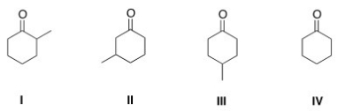 What is the structure of 3-methylcyclohexanone?   A) I B) II C) III D) IV