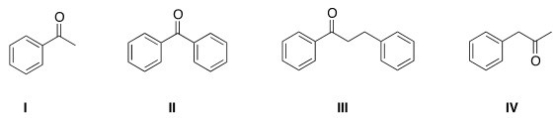 What is the structure of benzophenone?   A) I B) II C) III D) IV