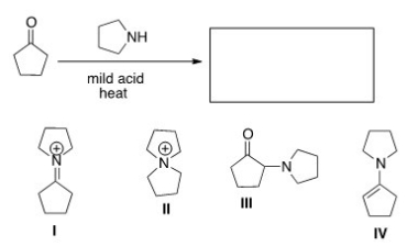 What is the product of the following reaction?   A) I B) II C) III D) IV