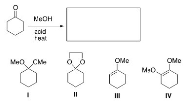 What is the product of the following reaction?   A) I B) II C) III D) IV