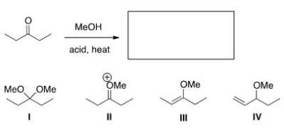 What is the product of the following reaction?   A) I B) II C) III D) IV