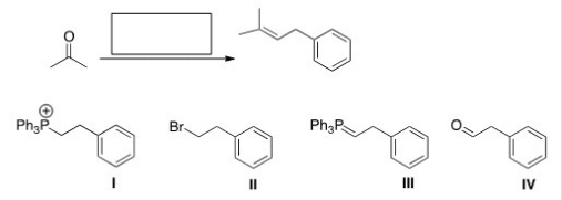 What is the missing reagent in the reaction below?   A) I B) II C) III D) IV