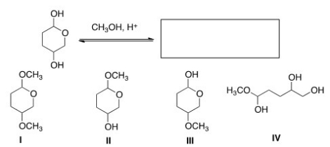 What is the product of the following reaction?   A) I B) II C) III D) IV