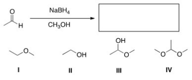 What is the product of the following reaction?   A) I B) II C) III D) IV