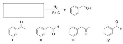 What is the starting material in the following reaction?   A) I B) II C) III D) IV