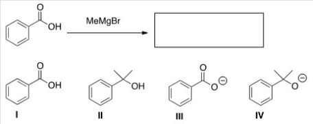 What will be the product of the following reaction (before any aqueous work-up) ?   A) I B) II C) III D) IV