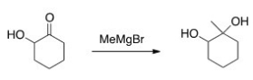 Why would the alcohol in the following compound need to be protected before reaction?   A) If it isn't protected,the product will be a carboxylic acid. B) The Grignard reagent will react with the alcohol before the ketone. C) Magnesium is Lewis acidic and will coordinate with the alcohol. D) There is no need to protect the alcohol.