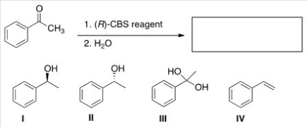 What is the major organic product of the following reaction?   A) I B) II C) III D) IV