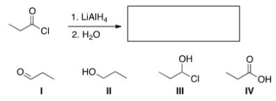 What is the major organic product of the following reaction?   A) I B) II C) III D) IV