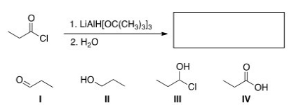 What is the major organic product of the following reaction?   A) I B) II C) III D) IV