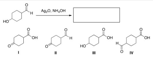 What is the major organic product of the following reaction?   A) I B) II C) III D) IV