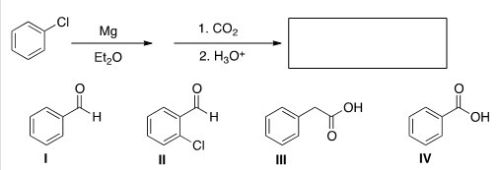 What is the major organic product in the following sequence of reactions?   A) I B) II C) III D) IV