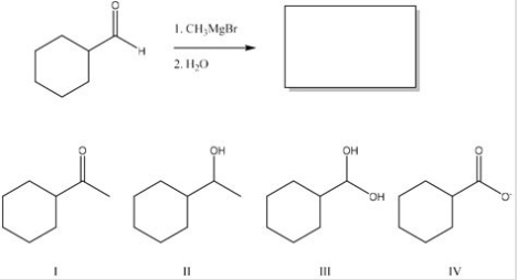 What is the major product from the following reaction?   A) I B) II C) III D) IV