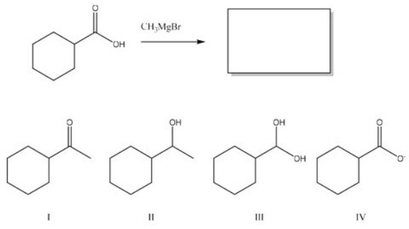 What is the major product from the following reaction?   A) I B) II C) III D) IV