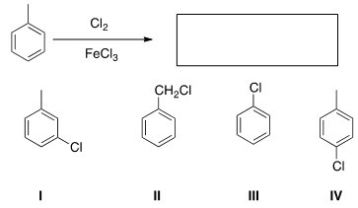 What is the major organic product obtained from the following reaction?   A) I B) II C) III D) IV