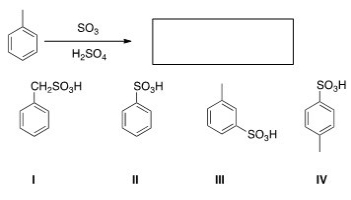 What is the major organic product obtained from the following reaction?   A) I B) II C) III D) IV