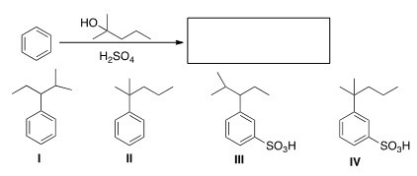 What is the major organic product obtained from the following reaction?   A) I B) II C) III D) IV