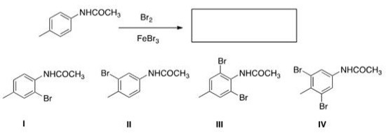 What is the major product of the following reaction?   A) I B) II C) III D) IV