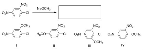 What is the major product of the following reaction?   A) I B) II C) III D) IV
