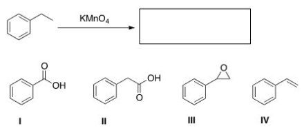 What is the product of the following reaction?   A) I B) II C) III D) IV