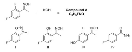 What is the structure of compound A?   A) I B) II C) III D) IV