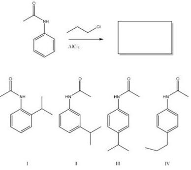 What is the major organic product of the following reaction?   A) I B) II C) III D) IV