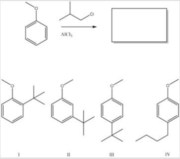 What is the major organic product of the following reaction?   A) I B) II C) III D) IV