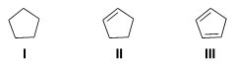Rank the following compounds in order of decreasing acidity,starting with the most acidic.   A) I > II > III B) III > II > I C) III > I > II D) I > III > II