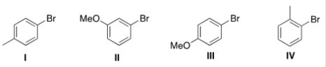 What is the correct structure for para-bromotoluene?   A) I B) II C) III D) IV