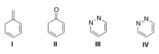 Which of the following compounds is aromatic?   A) I B) II C) III D) IV