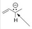 What is the hybridization around the indicated carbon atom in the following anion?   A) sp<sup>3</sup> B) sp<sup>2</sup> C) sp D) p