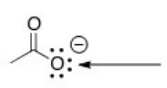 What is the hybridization around the indicated oxygen atom in the following anion?   A) sp<sup>3</sup> B) sp<sup>2</sup> C) sp D) p