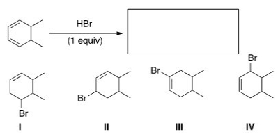 What is (are) the major product(s) of the following reaction?   A) Only I B) Only II and IV C) Only I and III D) Only I,II,and III