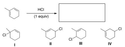 What is (are) the major product(s) of the following reaction?   A) Only I B) Only I and III C) Only II and IV D) Only I,II,and III
