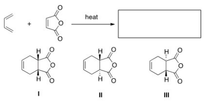 What is the major organic product of the following reaction?   A) Only I B) Only I and II C) Only II and III D) I,II,and III