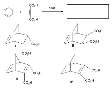 What is the major organic product of the following reaction?   A) I B) II C) III D) IV