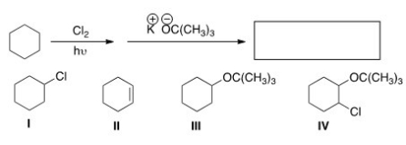 What is the product in the following sequence of reactions?   A) I B) II C) III D) IV