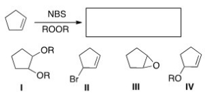 What is the product of the following reaction?   A) I B) II C) III D) IV