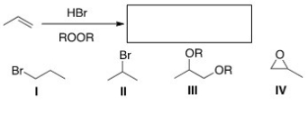 What is the product of the following reaction?   A) I B) II C) III D) IV