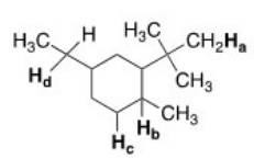 Which of the labeled hydrogens is most easily abstracted in a free radical bromination reaction?   A) H<sub>a</sub> B) H<sub>b</sub> C) H<sub>c</sub> D) H<sub>d</sub>